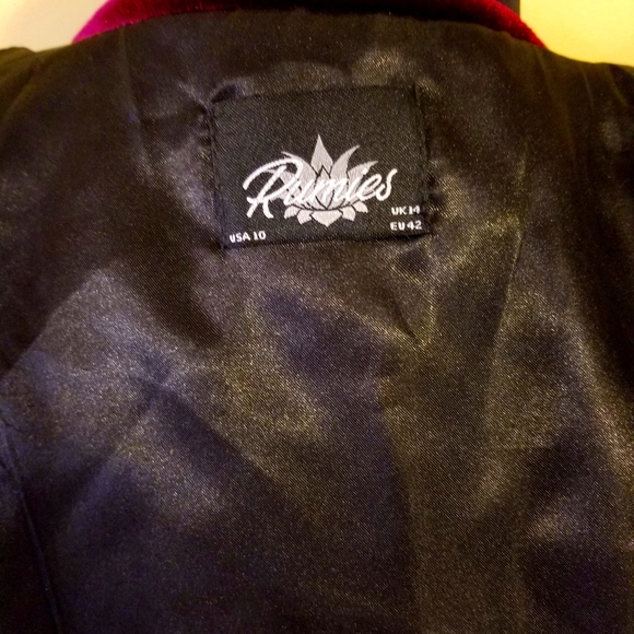 Gorgeous red Velvet Blazer moto jacket maroon M 10 - Picture 3 of 3